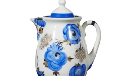 A Soviet porcelain hot water pot "Blue Flowers" Lomonosov...
