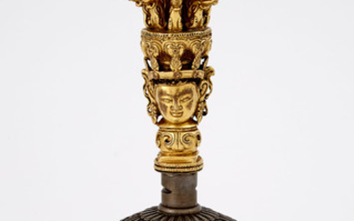 Tibetan Gilt-Bronze Vajra and Bell