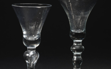 Two baluster wine glasses, circa 1725
