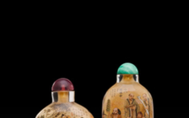 Two inside-painted glass snuff bottles