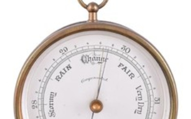 A Victorian brass cased aneroid barometer J