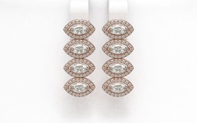3.84 ctw Marquise Cut Diamond Micro Pave Earrings 18K Rose Gold