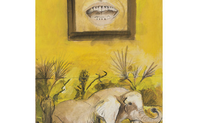 Graham Sutherland ( Londra 1903 - 1980 ) , "Elephant" 1978 gouache on paper laid on canvas cm 47x30 Signed and dated 78 lower right Photo-certificate issued by K....