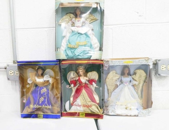 4 Barbie Holiday Angel, Angel of Peace, Joy Dolls Lot