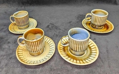 4 Irish Wade Porcelain Mini Coffee Cups & Saucers