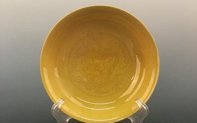 Chinese Glazed Yellow Plate with Hongzi Mark