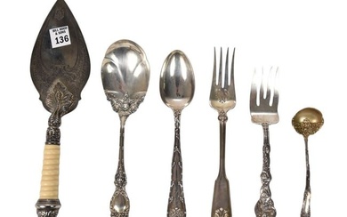5 Sterling Silver Pcs, incl. Tiffany & Co. Serving Spoon & Fork, 3 Other Sterling Pcs. AND