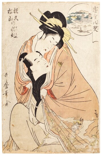 KITAGAWA UTAMARO I (1750s–1806) EMOTIONAL TURMOIL FOR WANKYU AND MATSUYAMA (WANKYU MATSUYAMA NO SEIRAN) EDO PERIOD, LATE 18TH CENTURY