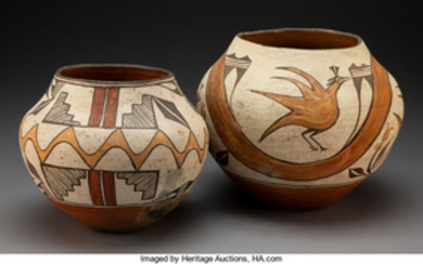 Two Zia Polychrome Jars c. 1920 and 1950...