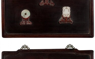 78036: A Pair of Chinese Lacquered Wood Plaques with Ja