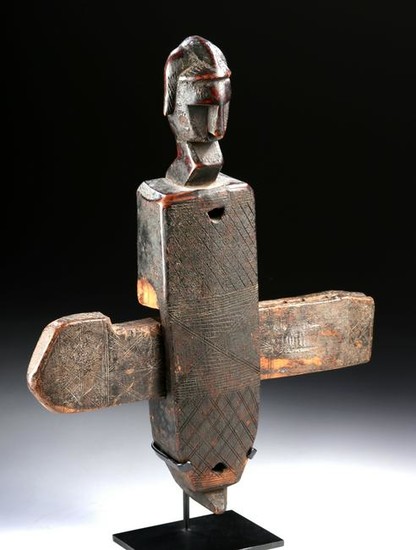 Early 20th C. Mali Bamana Wood Door Lock w/ Figure