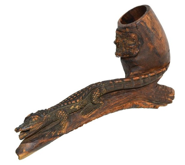 8 1/4" Historic Hand Carved Wooden Pipe. Tourist trade