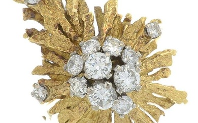 A 1970s 18ct gold brilliant-cut diamond dress ring.Band