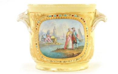 A 19TH CENTURY SEVRES TWO HANDLED CACHE POT