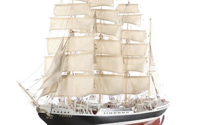 A 20th century hand built wooden model ship of a German four-masted...