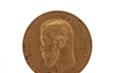 A 5 rouble gold coin Russia Nicholas II