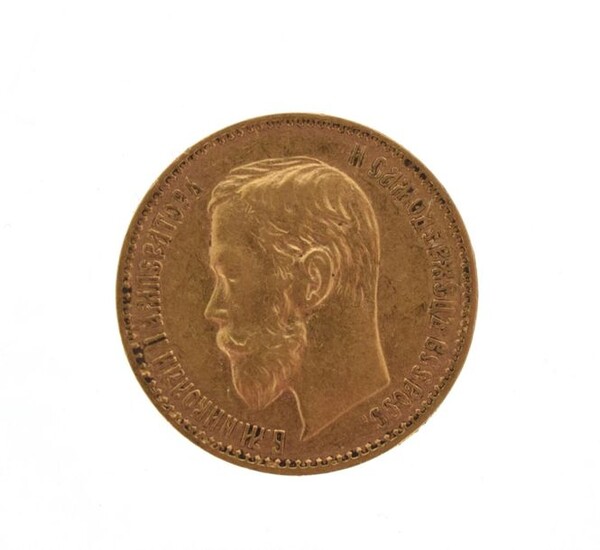 A 5 rouble gold coin Russia Nicholas II