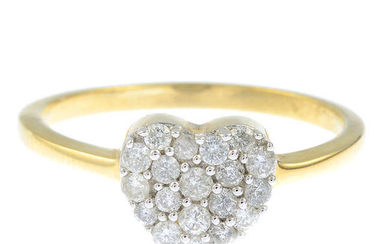 A 9ct gold diamond heart ring.