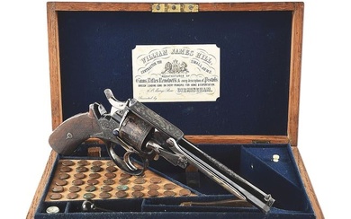 (A) ATTRACTIVE CASED AND ENGRAVED WILLIAM HILL PATENT DOUBLE ACTION REVOLVER.