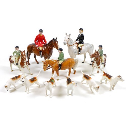 A Beswick Hunting Family Group, comprising 'Huntsman', style...
