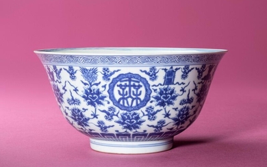 A Blue and White Porcelain 'Birthday' Bowl
