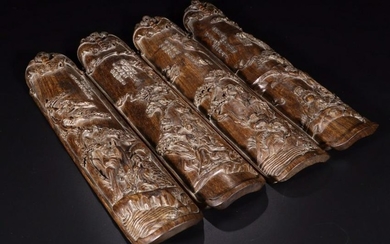 A CHENXIANG WOOD BAMBOO SHAPED EIGHT IMMORTALS ARM
