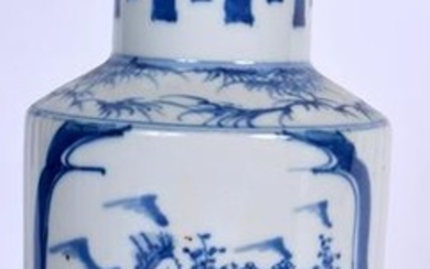 A CHINESE BLUE AND WHITE PORCELAIN VASE BEARING KANGXI