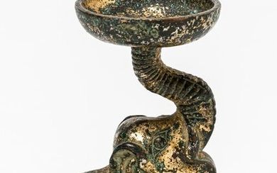 A CHINESE OIL LAMP IN FORM OF AN ELEPHANT WITH