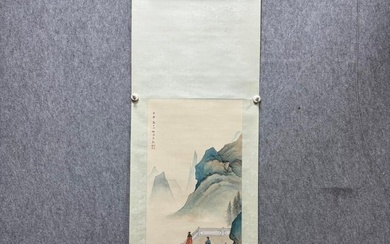 A Chinese ink figure painting vertical scroll, Chen Shaomei