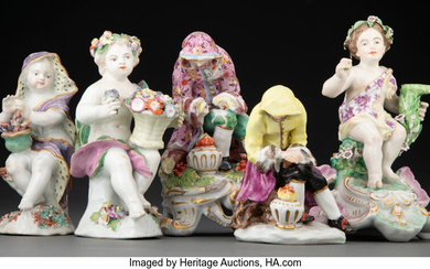 A Collection of Five English Porcelain Figures (late 18th century and later)