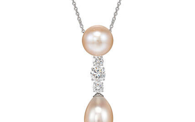 A Cultured Pearl and Diamond Pendant Necklace,, by Graff