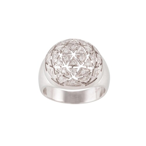 A DIAMOND DRESS RING, the dome panel set with brilliant cut ...