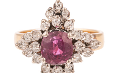A Diamond & Ruby Cocktail Ring in 14K