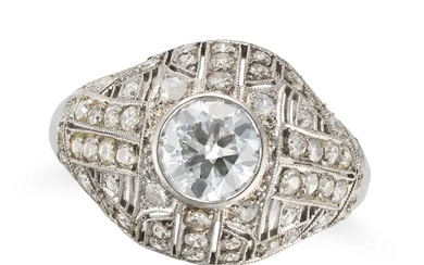 A FRENCH ART DECO DIAMOD BOMBE RING in platinum, s ...