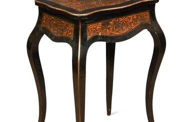 A French boulle work and ebonised work table, 19th century