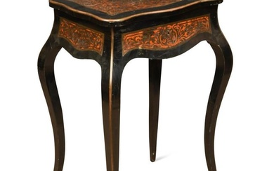 A French boulle work and ebonised work table, 19th century