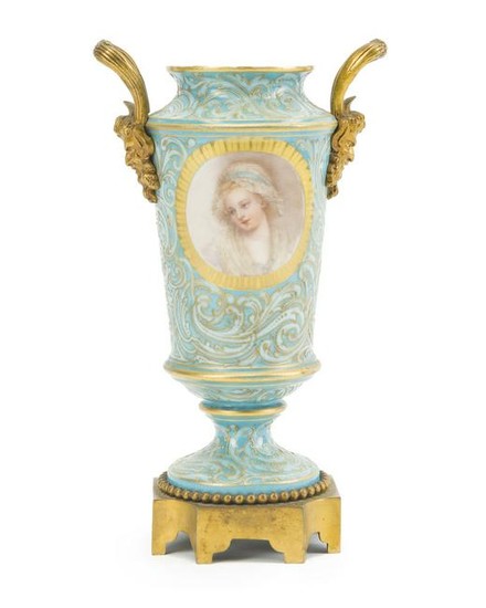 A French gilt bronze-mounted and enameled vase