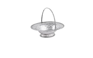 A GEORGE III SILVER OVAL BRIGHT-CUT SMALL OVAL BASKET BY ROBERT HENNELL II