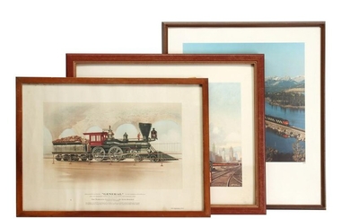 A GROUP OF FRAMED RAILROAD PRINTS