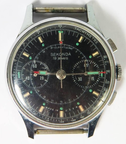 A Gent's Sekonda Strela 3017 Cosmonaut Chronograph 19 Jewel ...
