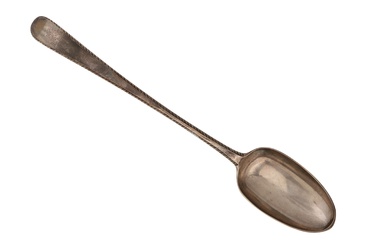 A George III Irish sterling silver basting spoon, Dublin 1777 by Michael Keating