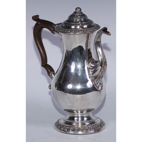 A George III Old Sheffield Plate baluster coffee pot, hinged...