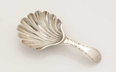 A George III small silver caddy spoon.