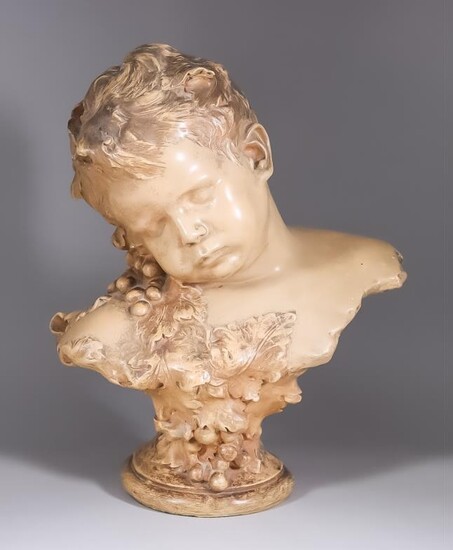 A Goldscheider Terracotta Bust of a Sleeping Child by...