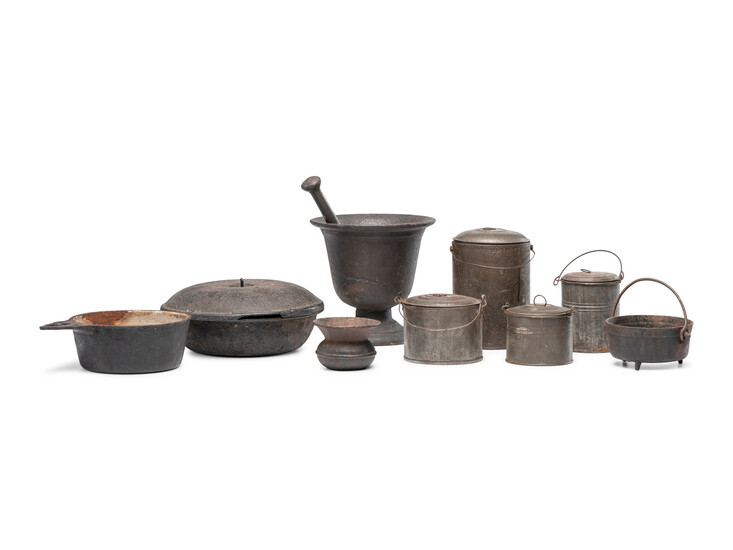 A Group of Iron and Tin Kitchen Wares