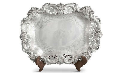 A LARGE AMERICAN SILVER SERVING TRAY, late 19th...
