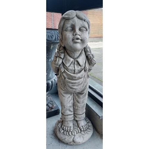 A Large and heavy concrete garden girl figurine [77cm in hei...