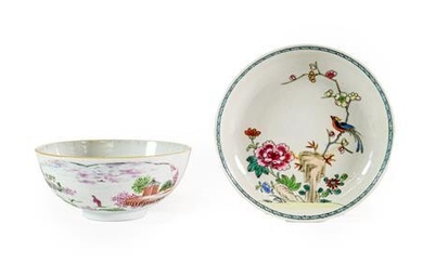 A London Decorated Chinese Porcelain Bowl, mid 18th century, painted...