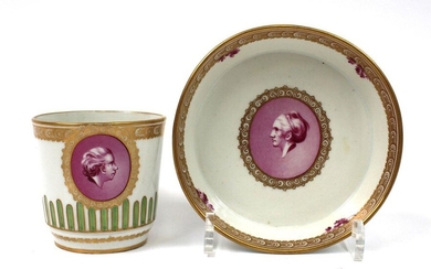 A Loosdrecht M.O.L. Dutch porcelain cup and saucer
