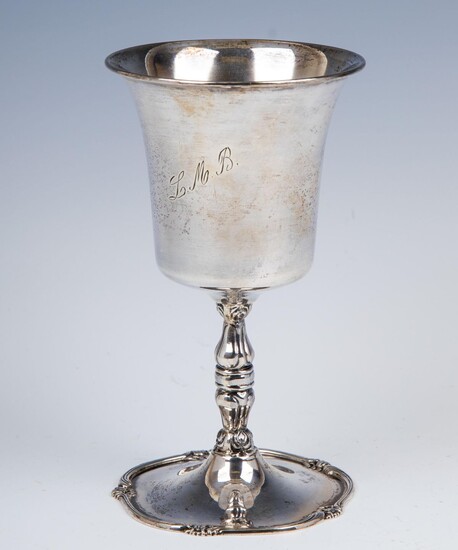 A MONUMENTAL STERLING SILVER KIDDUSH CUP. Probably